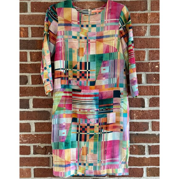 Vilagallo Geometric Shift Dress Multicolor | Size 38 (US 6-8) | Bold Print - Picture 1 of 7